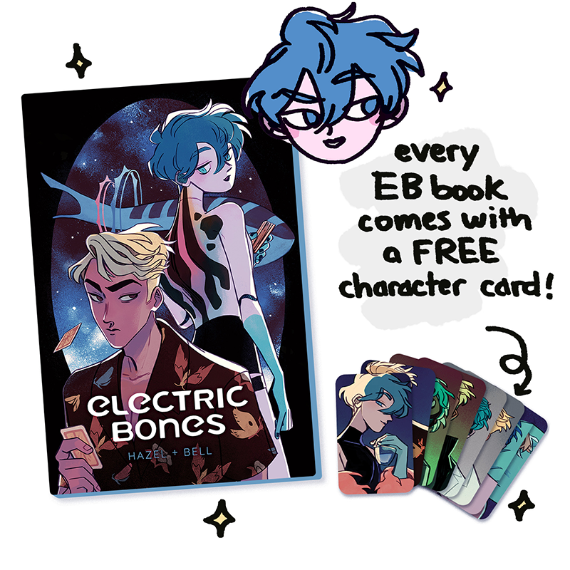 Free character card with every Electric Bones book.